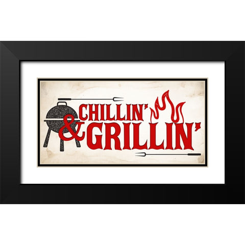 Chillin And Grillin Black Modern Wood Framed Art Print with Double Matting by Allen, Kimberly