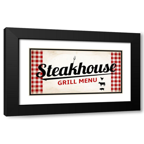 Steakhouse Grill Menu Black Modern Wood Framed Art Print with Double Matting by Allen, Kimberly