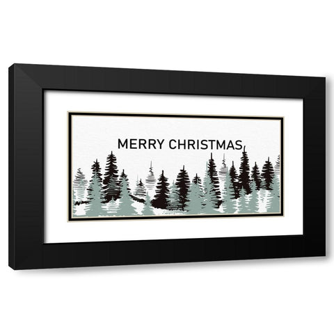 Merry Christmas Trees Black Modern Wood Framed Art Print with Double Matting by Allen, Kimberly