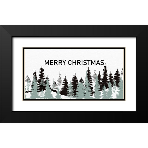 Merry Christmas Trees Black Modern Wood Framed Art Print with Double Matting by Allen, Kimberly