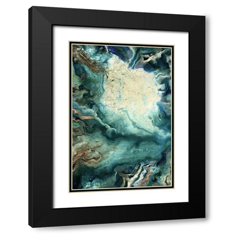 Neo Teal 1 Black Modern Wood Framed Art Print with Double Matting by Allen, Kimberly