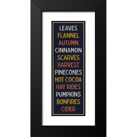 Autumn Words Blue Black Modern Wood Framed Art Print with Double Matting by Louise, Gigi