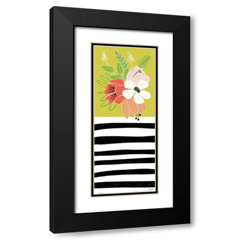 Green Floral Black Modern Wood Framed Art Print with Double Matting by Louise, Gigi