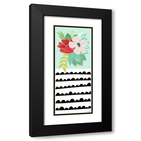 Teal Floral Black Modern Wood Framed Art Print with Double Matting by Louise, Gigi