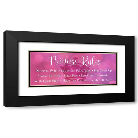 Princess Rules Black Modern Wood Framed Art Print with Double Matting by Louise, Gigi