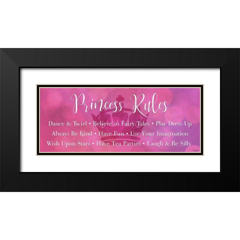 Princess Rules Black Modern Wood Framed Art Print with Double Matting by Louise, Gigi