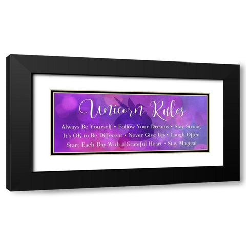 Unicorn Rules Black Modern Wood Framed Art Print with Double Matting by Louise, Gigi