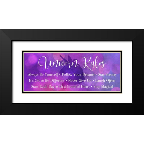 Unicorn Rules Black Modern Wood Framed Art Print with Double Matting by Louise, Gigi