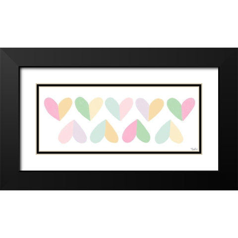 Pastel Hearts Black Modern Wood Framed Art Print with Double Matting by Louise, Gigi