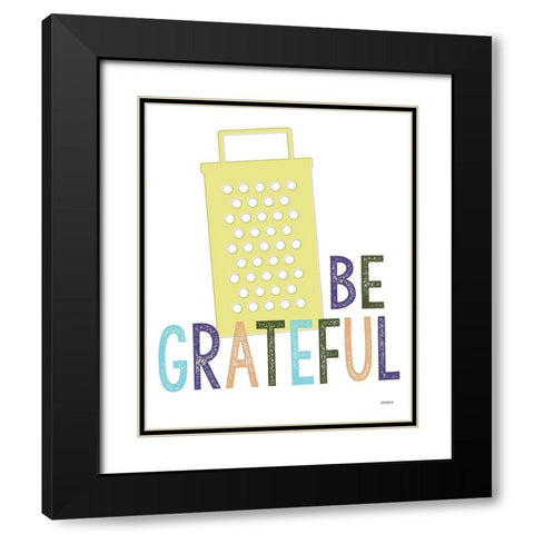 Be Grateful Black Modern Wood Framed Art Print with Double Matting by Louise, Gigi