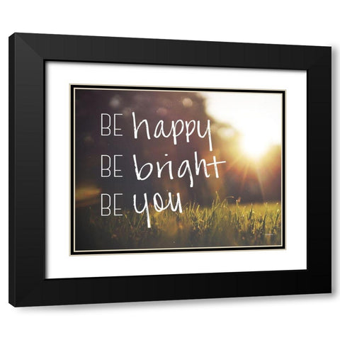 Be Happy Black Modern Wood Framed Art Print with Double Matting by Louise, Gigi