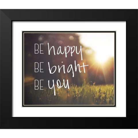 Be Happy Black Modern Wood Framed Art Print with Double Matting by Louise, Gigi