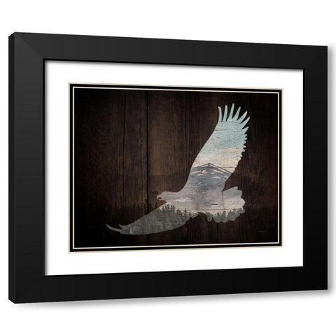 Lodge Soaring Bird Black Modern Wood Framed Art Print with Double Matting by Louise, Gigi