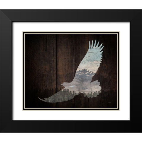 Lodge Soaring Bird Black Modern Wood Framed Art Print with Double Matting by Louise, Gigi