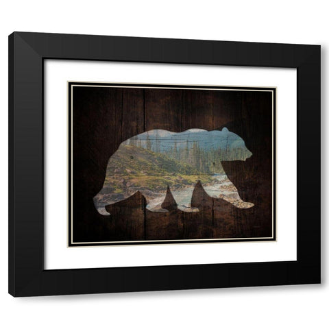 Lodge Wanderer Bear Black Modern Wood Framed Art Print with Double Matting by Louise, Gigi