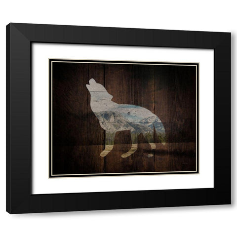 Lodge Wolf Black Modern Wood Framed Art Print with Double Matting by Louise, Gigi