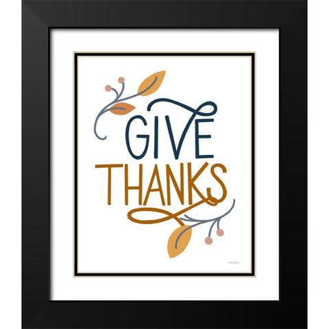 Give Thanks Black Modern Wood Framed Art Print with Double Matting by Louise, Gigi