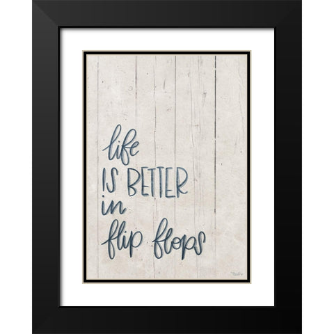 Flip Flops Black Modern Wood Framed Art Print with Double Matting by Louise, Gigi