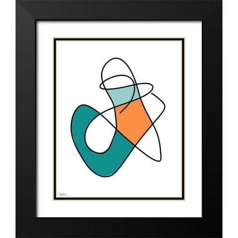 Abstract Teal Orange 1 Black Modern Wood Framed Art Print with Double Matting by Louise, Gigi