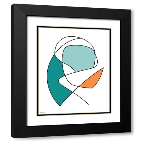 Abstract Teal Orange 2 Black Modern Wood Framed Art Print with Double Matting by Louise, Gigi
