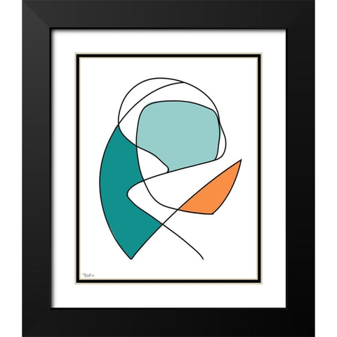 Abstract Teal Orange 2 Black Modern Wood Framed Art Print with Double Matting by Louise, Gigi