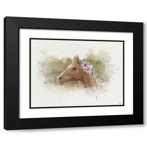 Watercolor Horse Black Modern Wood Framed Art Print with Double Matting by Louise, Gigi