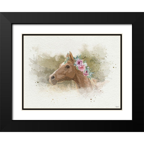 Watercolor Horse Black Modern Wood Framed Art Print with Double Matting by Louise, Gigi