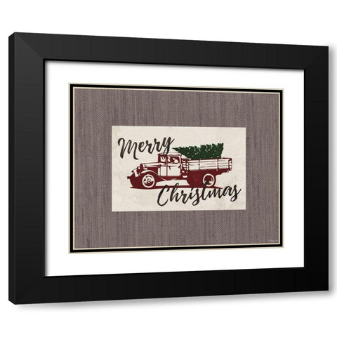 Christmas Truck Black Modern Wood Framed Art Print with Double Matting by Louise, Gigi