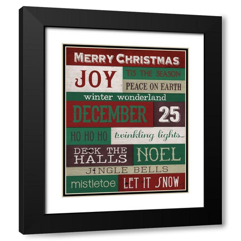 Christmas Text 2 Black Modern Wood Framed Art Print with Double Matting by Louise, Gigi