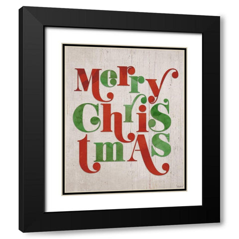 Merry Christmas Black Modern Wood Framed Art Print with Double Matting by Louise, Gigi
