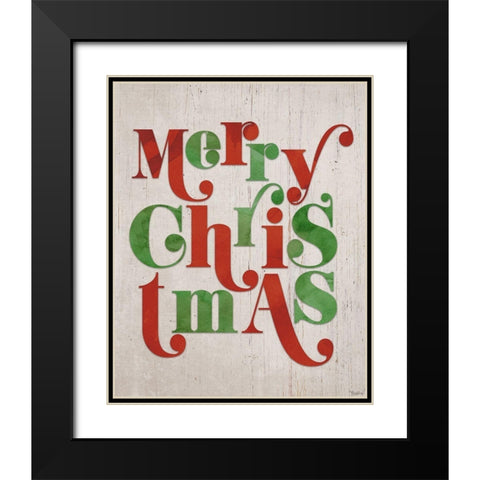 Merry Christmas Black Modern Wood Framed Art Print with Double Matting by Louise, Gigi