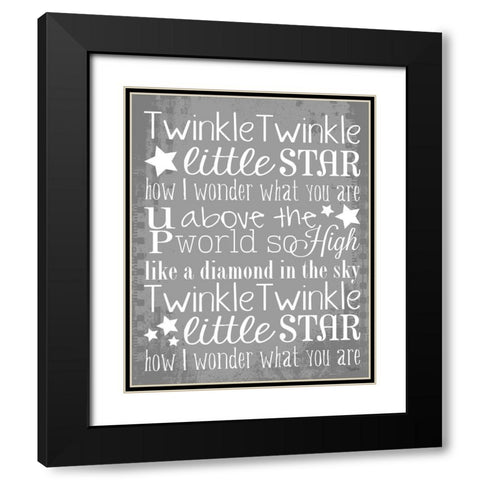 Twinkle White Stars Black Modern Wood Framed Art Print with Double Matting by Louise, Gigi