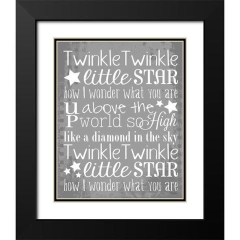 Twinkle White Stars Black Modern Wood Framed Art Print with Double Matting by Louise, Gigi