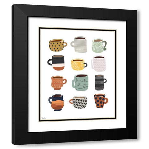 Fall Coffee Black Modern Wood Framed Art Print with Double Matting by Louise, Gigi