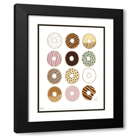 Donuts Black Modern Wood Framed Art Print with Double Matting by Louise, Gigi