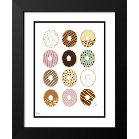 Donuts Black Modern Wood Framed Art Print with Double Matting by Louise, Gigi