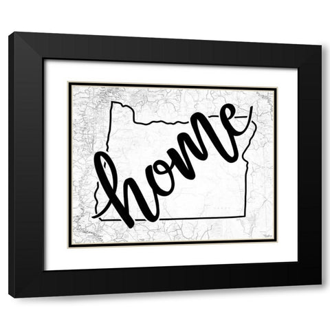 Oregon Home Map Black Modern Wood Framed Art Print with Double Matting by Louise, Gigi