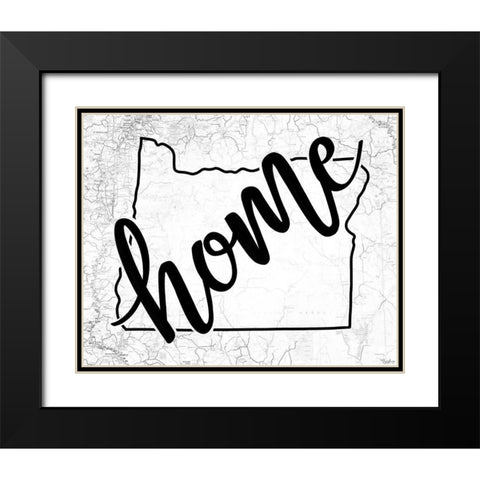 Oregon Home Map Black Modern Wood Framed Art Print with Double Matting by Louise, Gigi