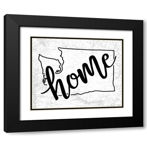 Washington Home Map Black Modern Wood Framed Art Print with Double Matting by Louise, Gigi