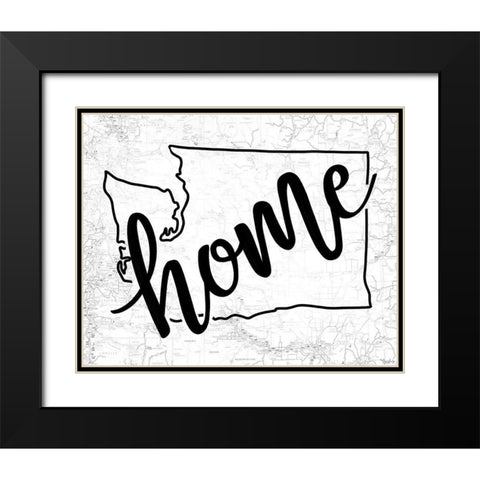 Washington Home Map Black Modern Wood Framed Art Print with Double Matting by Louise, Gigi