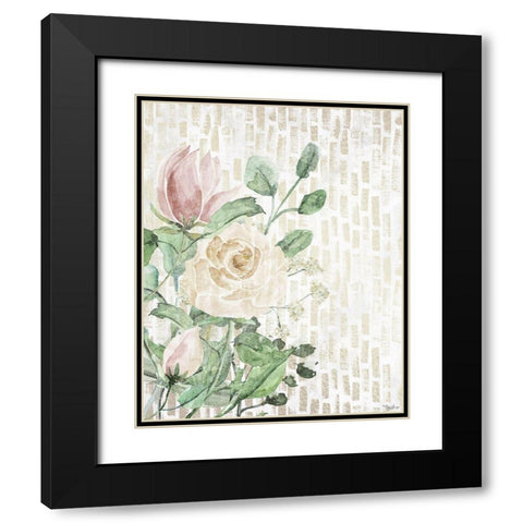 Neutral Flowers Black Modern Wood Framed Art Print with Double Matting by Louise, Gigi