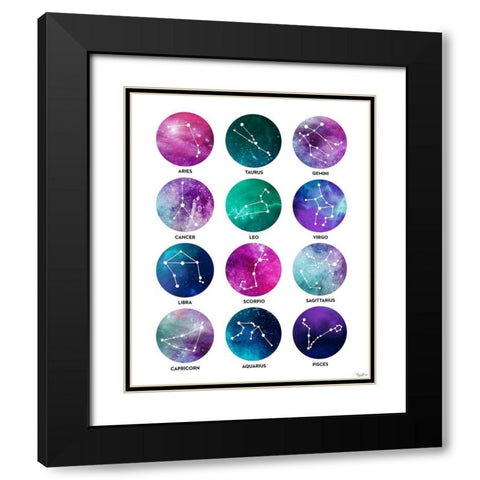 Zodiac Black Modern Wood Framed Art Print with Double Matting by Louise, Gigi