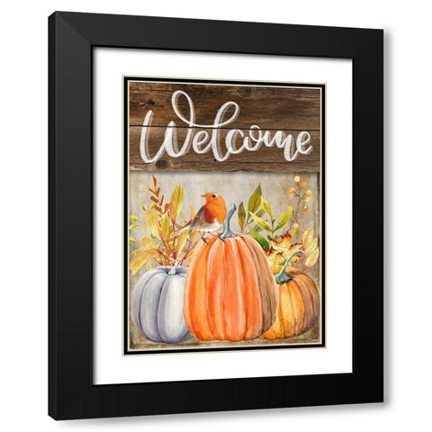 Welcome Bird Flag Black Modern Wood Framed Art Print with Double Matting by Louise, Gigi