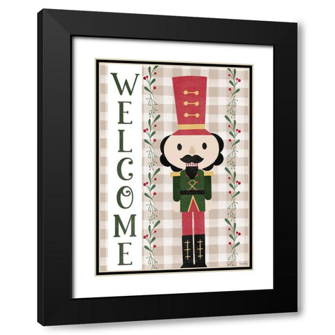 Welcome Nutcracker Flag Black Modern Wood Framed Art Print with Double Matting by Louise, Gigi