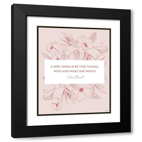 Floral Coco Chanel Black Modern Wood Framed Art Print with Double Matting by Louise, Gigi