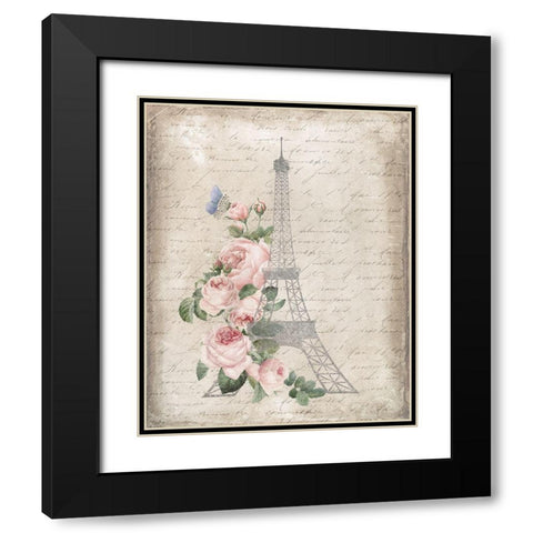 Eiffel Floral Black Modern Wood Framed Art Print with Double Matting by Louise, Gigi