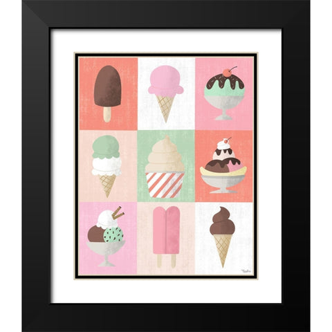 Ice Cream Black Modern Wood Framed Art Print with Double Matting by Louise, Gigi