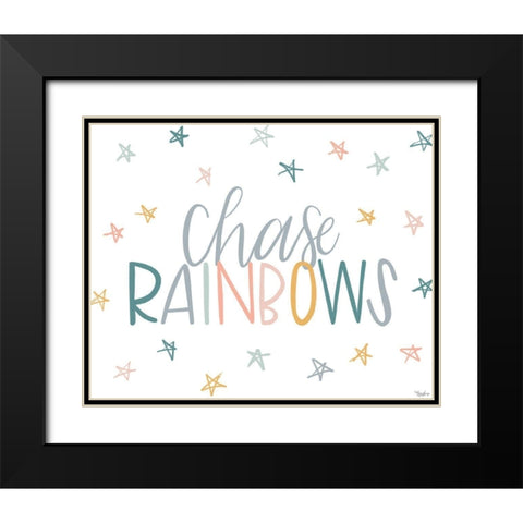 Chase Rainbows Black Modern Wood Framed Art Print with Double Matting by Louise, Gigi