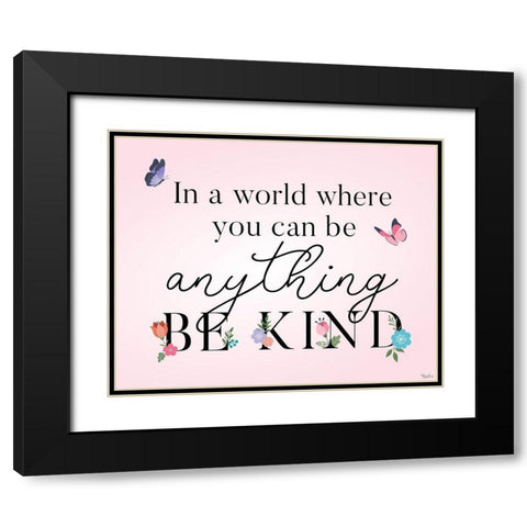Be Kind Butterflies Black Modern Wood Framed Art Print with Double Matting by Louise, Gigi