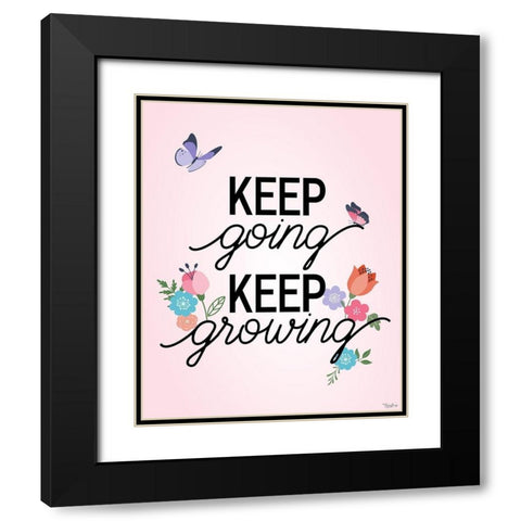 Keep Growing Butterflies Black Modern Wood Framed Art Print with Double Matting by Louise, Gigi